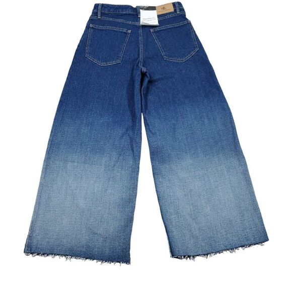 Lauren Ralph Lauren Ombre High Rise Wide Leg Crop Jeans Size 2P Petite Blue Y2K - Picture 3 of 13